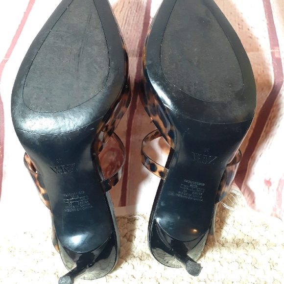 Zara Tortoise Shell Plexi Strap Heeled Mules 6/36 - Picture 6 of 7